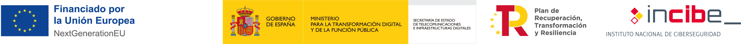 Logo del Plan de Recuperación, Transformación y Resiliencia, Incibe y NextGenerationEU